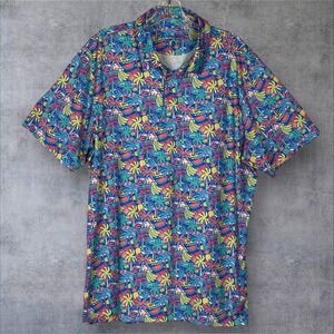 Chubbies Bananas Palm Trees Short Sleeve Performance Polo Shirt Mens XL Resort